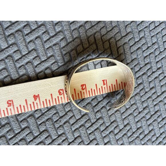 Montana Silversmiths Longhorn Steer Bracelet Cuff Silver & Gold Black Western - Picture 4 of 13